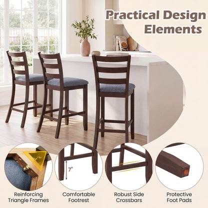 Goflame 26 Inch Farmhouse Upholstered Wooden Barstools with Footrest (2/4)