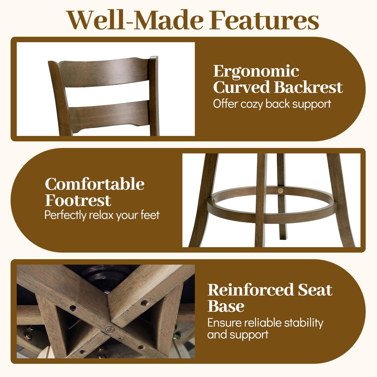 Goflame 25" Swivel Bar Stools Set of 2/4 with Fabric Upholstered Seat