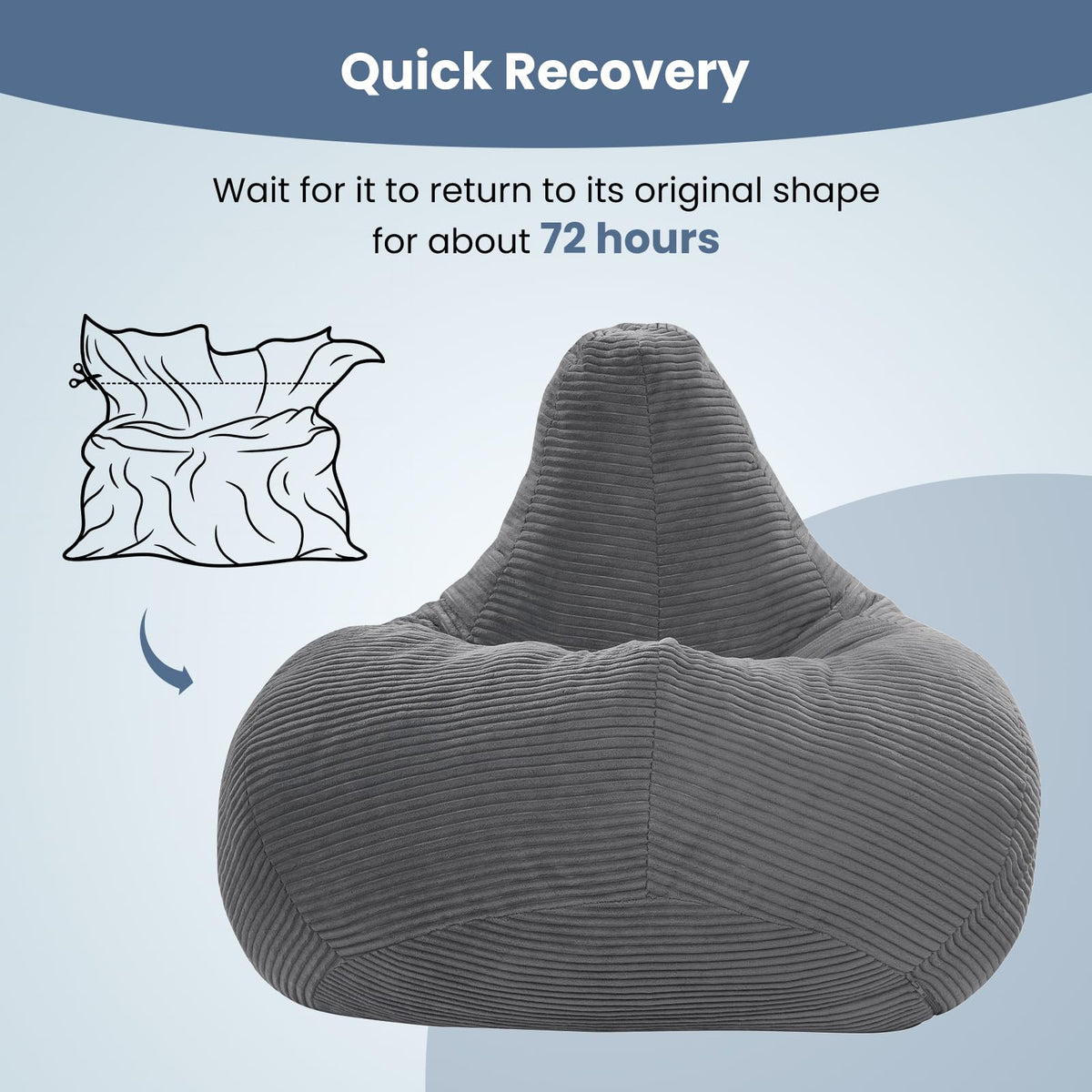 Goflame Bean Bag Chair for Adults | Accent Lazy Sofa with Skin-Friendly Corduroy Cover & Soft Sponge Filling