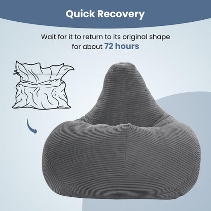 Goflame Bean Bag Chair for Adults | Accent Lazy Sofa with Skin-Friendly Corduroy Cover & Soft Sponge Filling