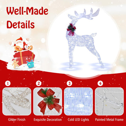 Goflame Lighted Christmas Reindeer | 4.4 FT Pre-Lit Xmas Holiday Decoration