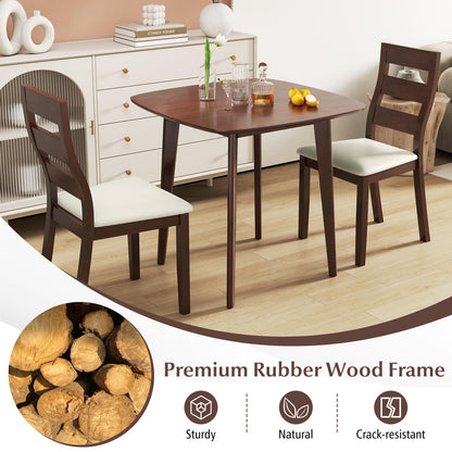 Goflame Wooden Square Kitchen Table and 2 Chairs with Padded Seat