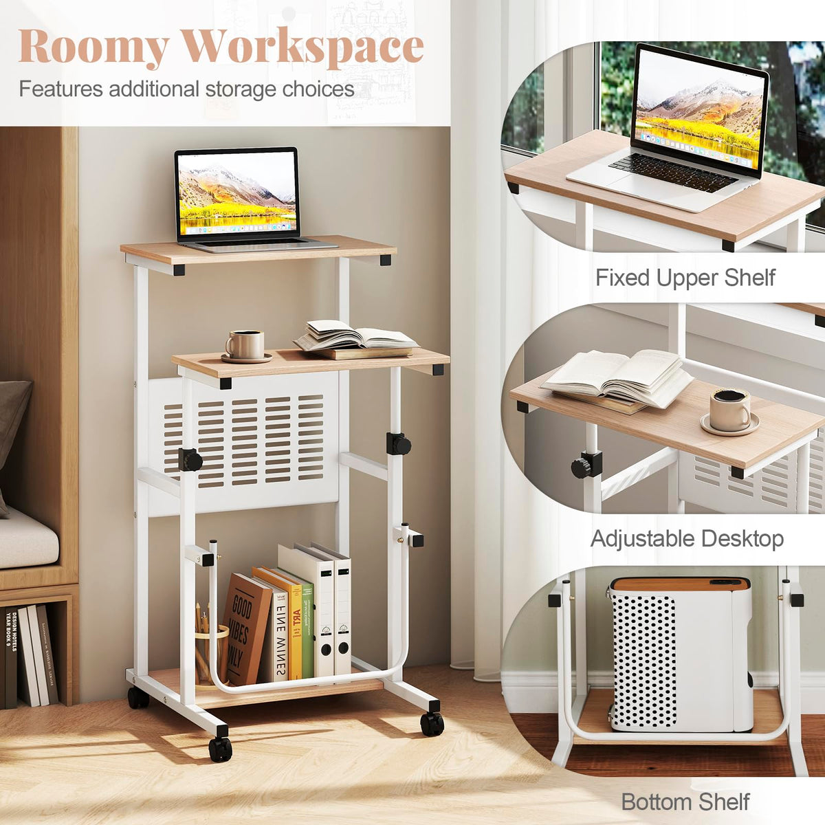 Goflame Small Standing Desk for School Lecture Home Office