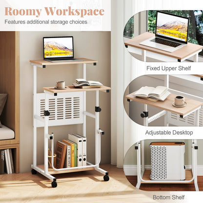 Goflame Small Standing Desk for School Lecture Home Office