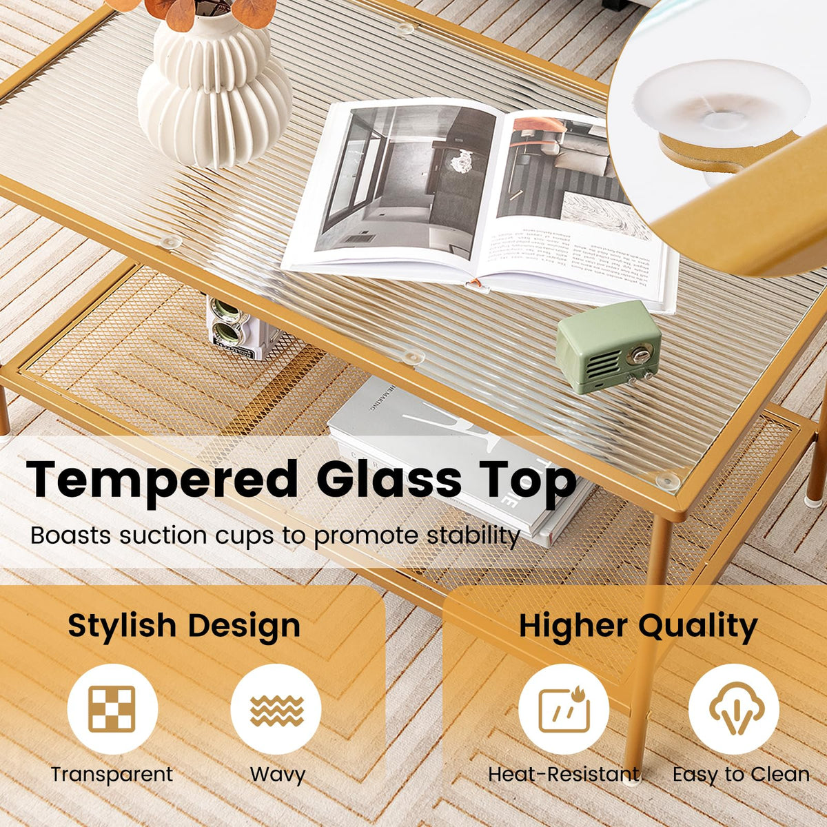 Goflame 2-Tier Modern Coffee Table
