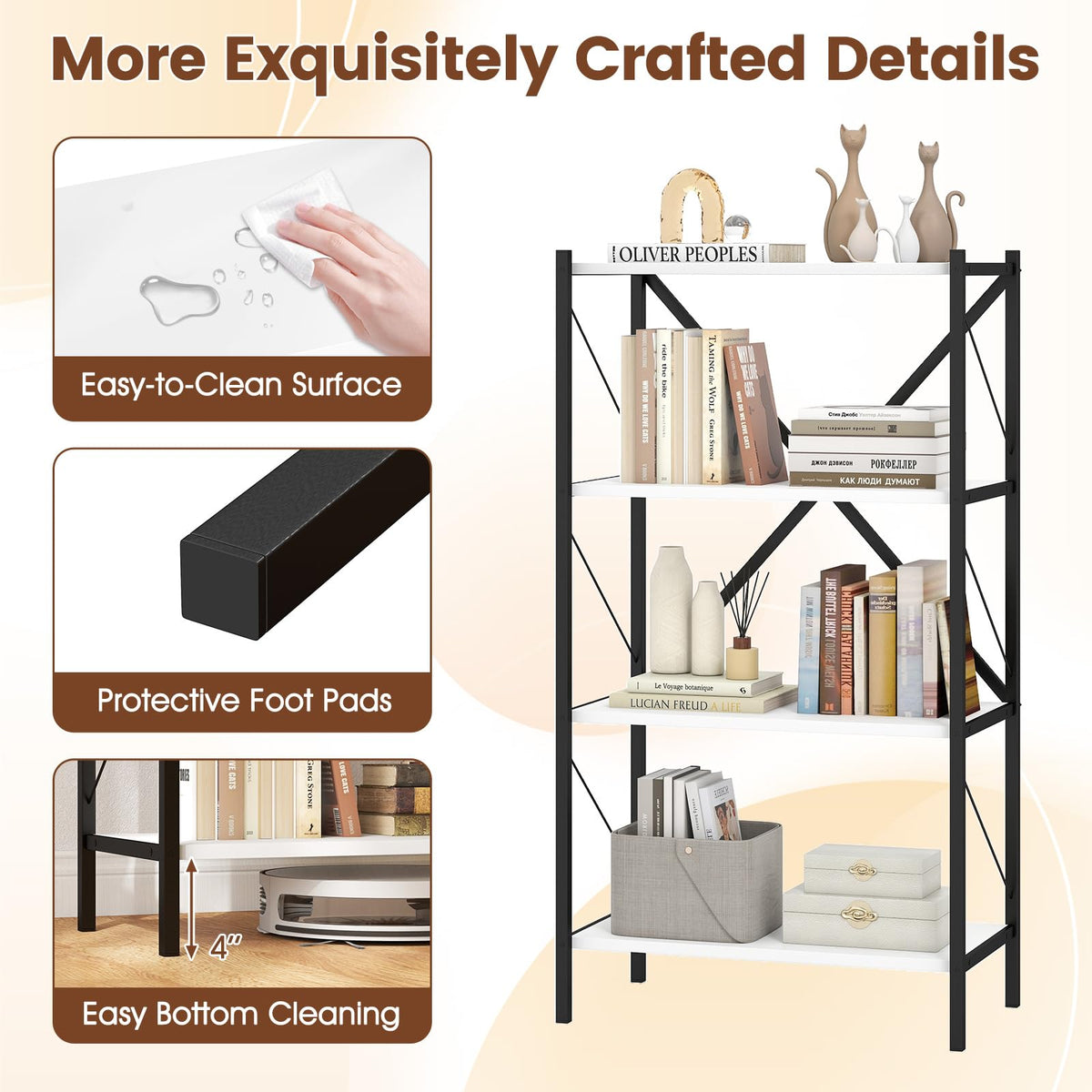 Goflame Modern Bookcase with Heavy-Duty Metal Frame (1/2)