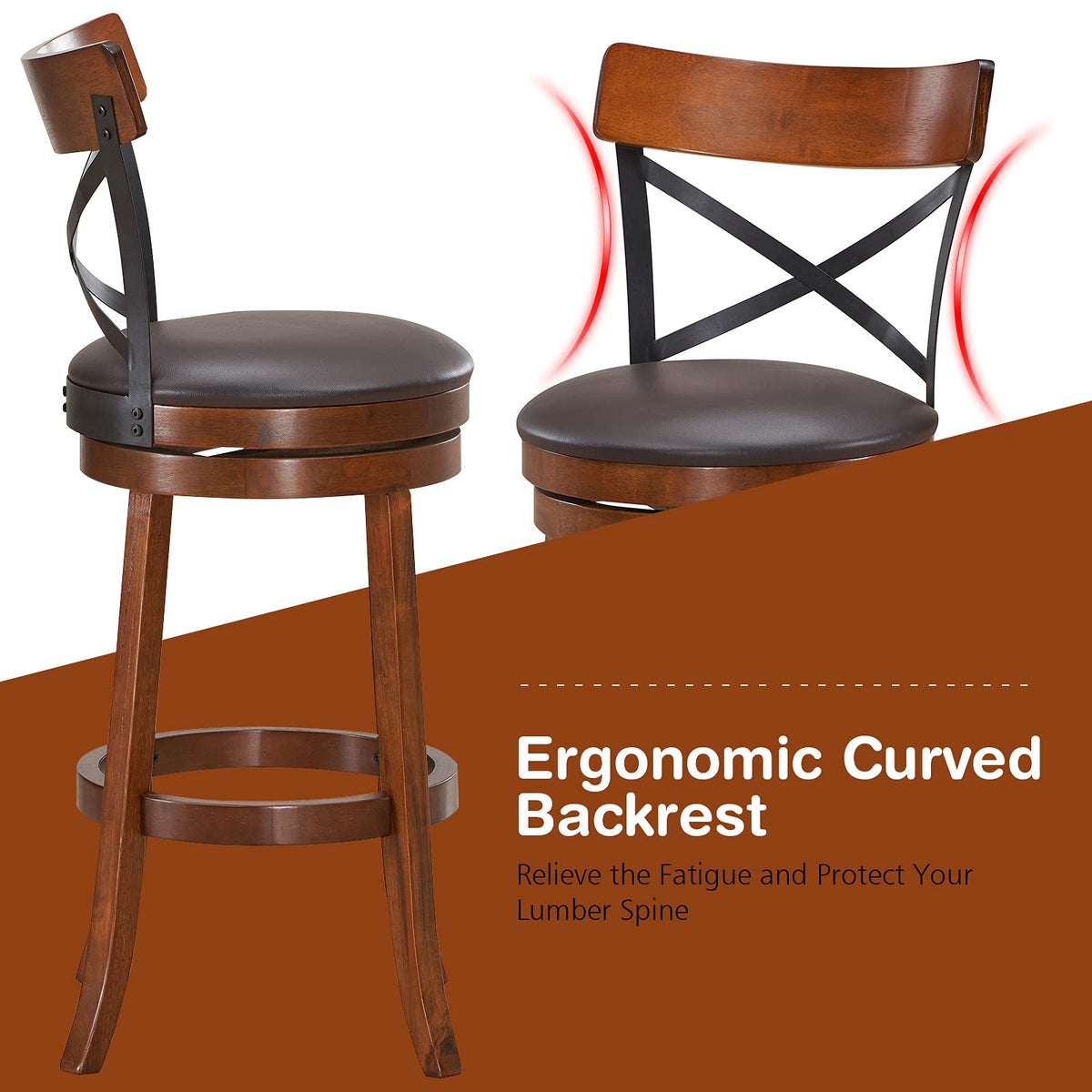 Goflame 25”Height Kitchen Counter Bar Stools for Kitchen Island, Pub, and Restaurant