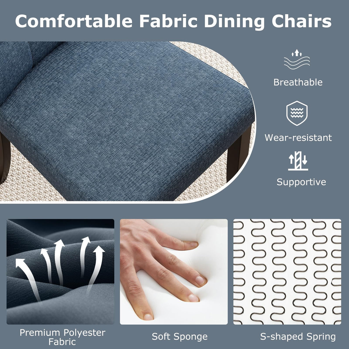 Goflame Upholstered Dining Chairs Set for Restaurant