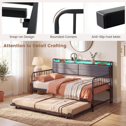 Goflame Daybed with Trundle Twin Bed Frame