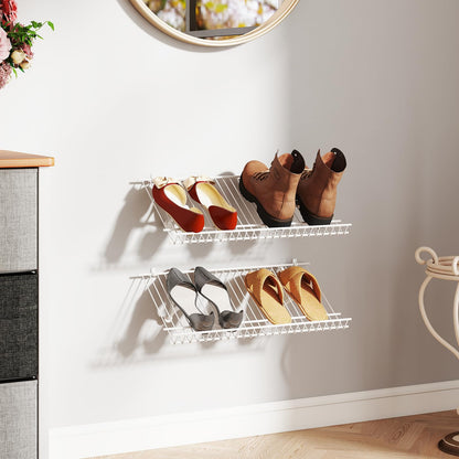 Goflame Wall Mounted 24" Shoe Rack Set of 2 Metal Wire Storage Shelf
