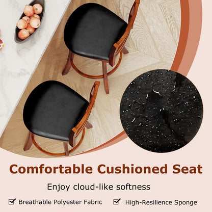 Goflame 25 Inch Swivel Bar Stools Set of 2/4 with PU Faux Leather Upholstered Seat