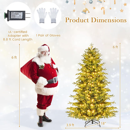 Goflame Pre-Lit Artificial Christmas Tree with PVC & Soft TPE Branch Tips & Foldable Metal Stand