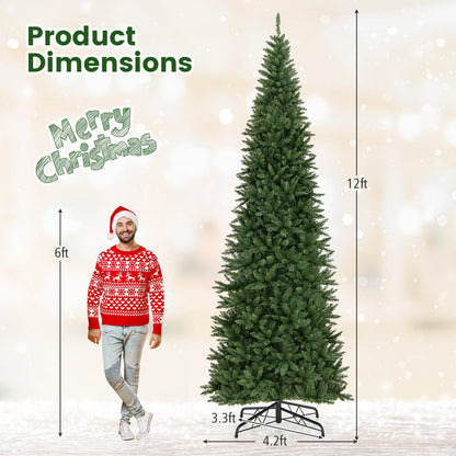 Goflame 12ft Pre-Lit Artificial Christmas Tree with 360° Quick Power Connector