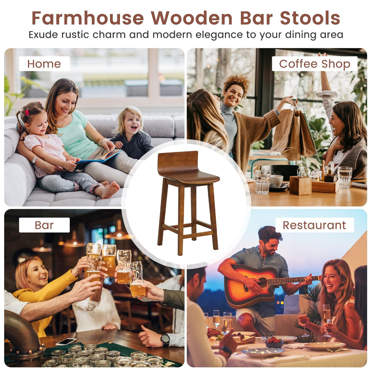 Goflame 24.5" Swivel Bar Stools Set of 2/4
