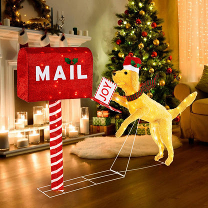 Goflame 3.5 FT Lighted Dachshund Climbing Mailbox, Pre-Lit Christmas Holiday Decoration
