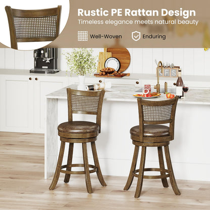 Goflame 25" Swivel Bar Stools Set of 2/4 with Footrest & Rubber Wood Frame