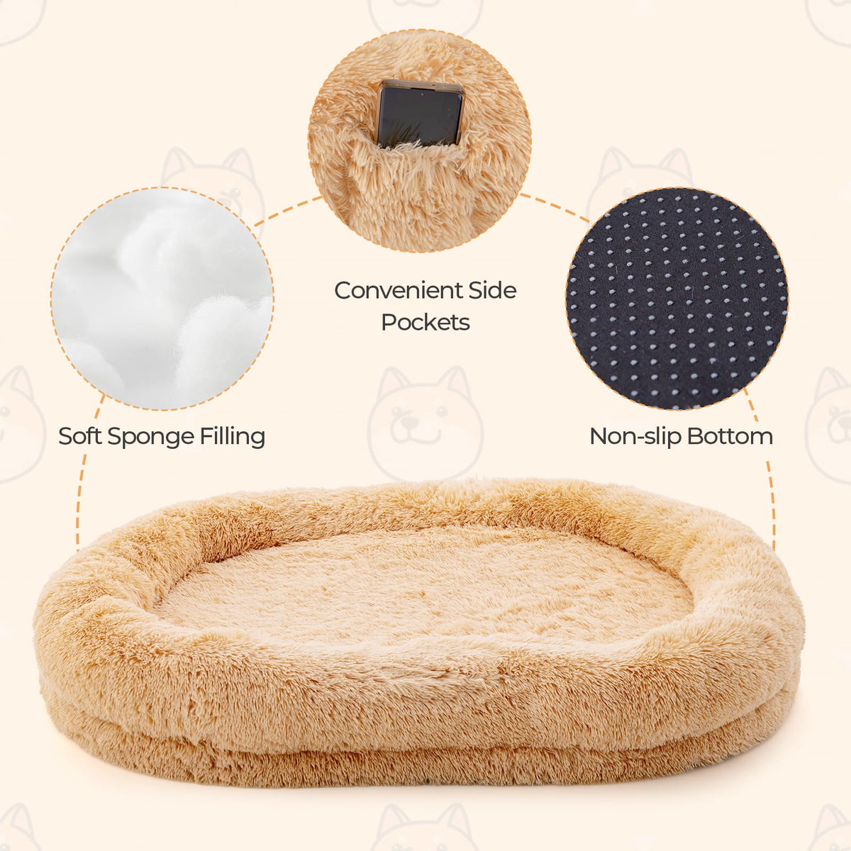 Goflame Human Dog Bed - 71" x 45" Large Human Size Dog Bed for Adult