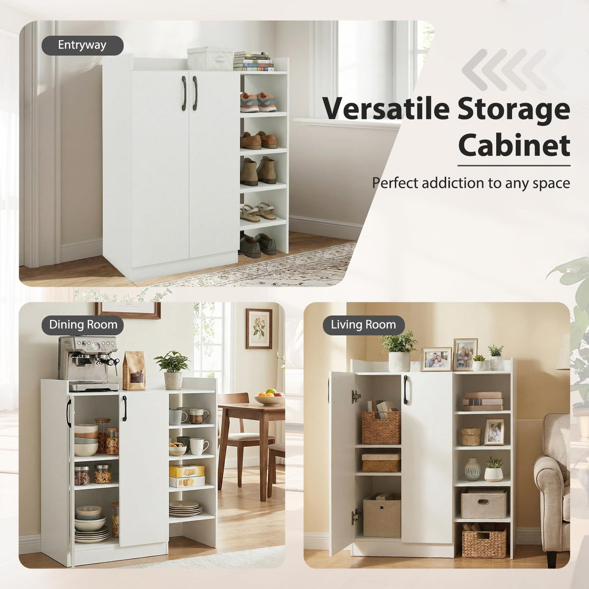 Goflame Wooden Shoe Storage Organizer w/2 Doors for Entryway