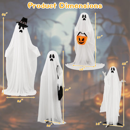 Goflame Halloween Light Up Family Ghosts, 4 PCS LED Glowing Halloween Ghosts