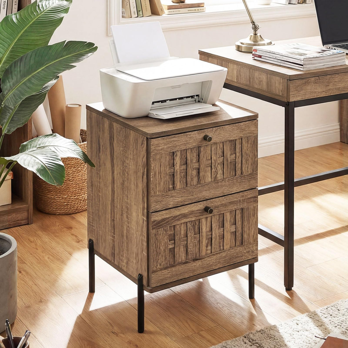 Goflame Night Stand Set 1/2 Mid Century Modern Sofa End Bedside Table