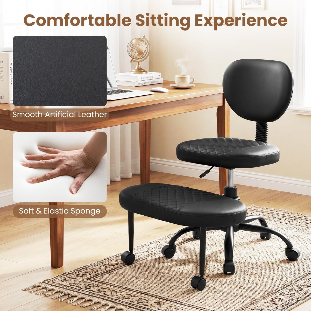 Goflame Ergonomic Criss Cross Meditation Office Chair with Wheels
