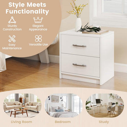Goflame Nightstand with 2 Drawers, Modern Night Stand with Storage Drawers, Compact Floor Sofa Side Table for Small Spaces