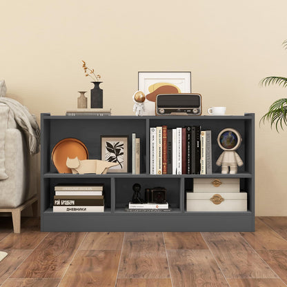 Goflame 5-Cube Bookcase, Freestanding 3-Tier Bookshelf with Spacious Top & Raised Base