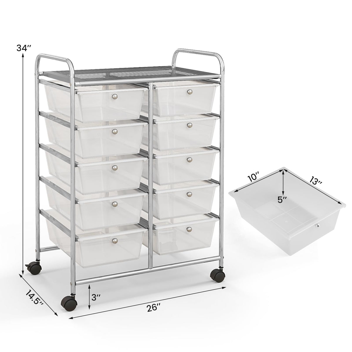 Goflame 10 Drawers Rolling Cart, Classroom Organizers