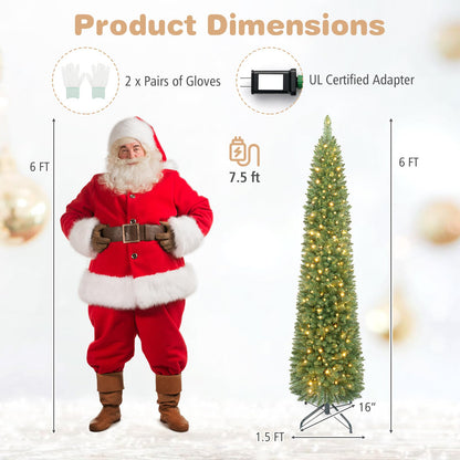 GOFLAME 6/7/9FT Pre-Lit Pencil Christmas Tree