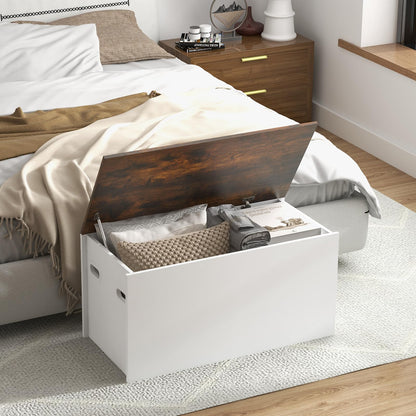 Goflame Flip-top Storage Chest, Lift Top Storage Bench w/Pneumatic Rod & Safety Hinges
