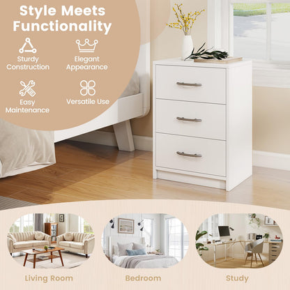 Goflame Nightstand with 3 Drawers, Modern Night Stand with Storage Drawers, White
