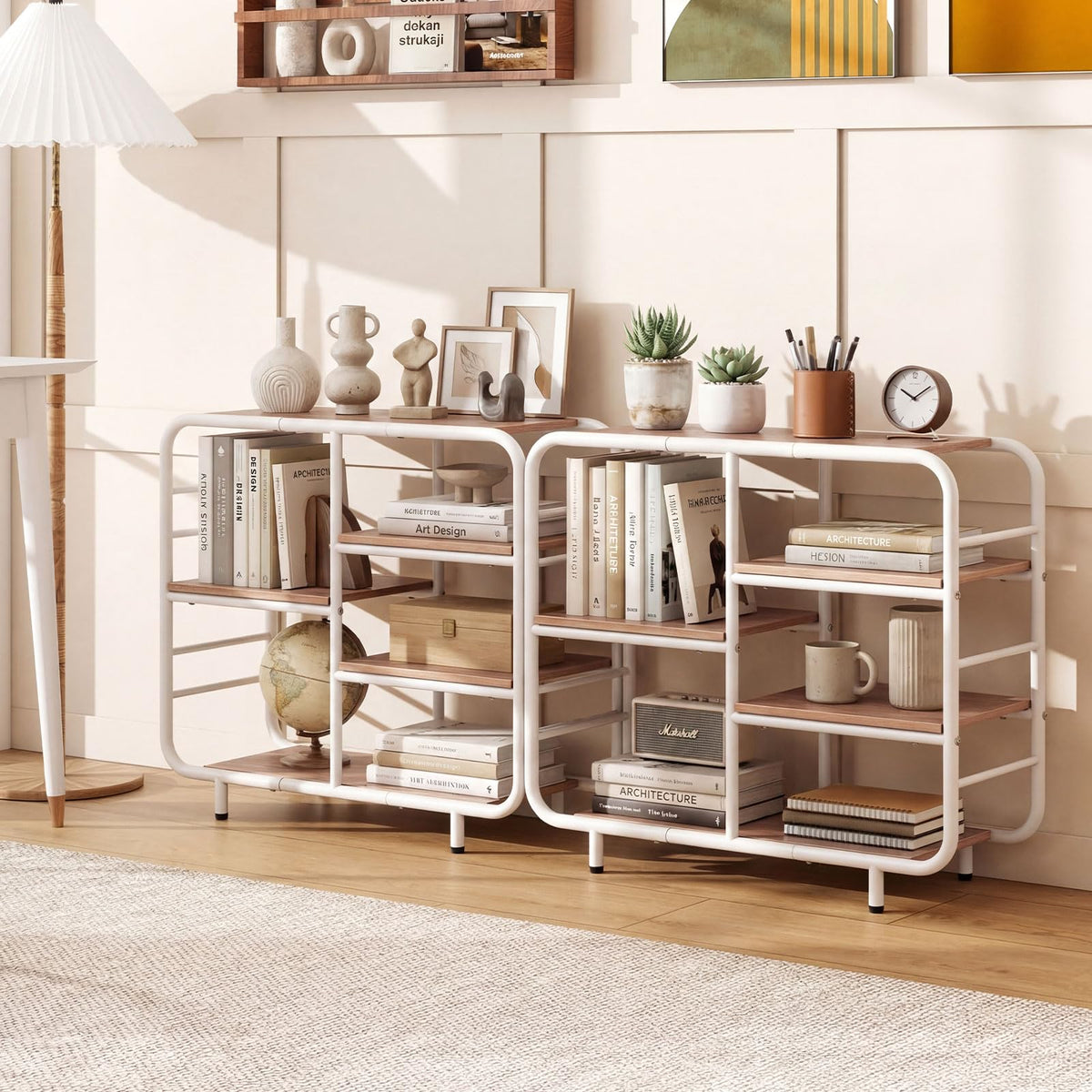 Goflame 5-Tier Industrial Bookcas Book Shelf Storage Organizer with Metal Frame