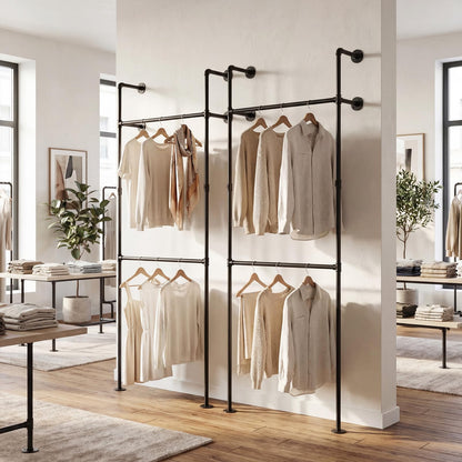 Goflame Industrial Pipe Clothing Rack for Wardrobe Closet