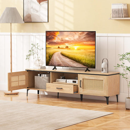 Goflame TV Stand for TV up to 65 Inches, Entertainment Center with 2 Cabinets
