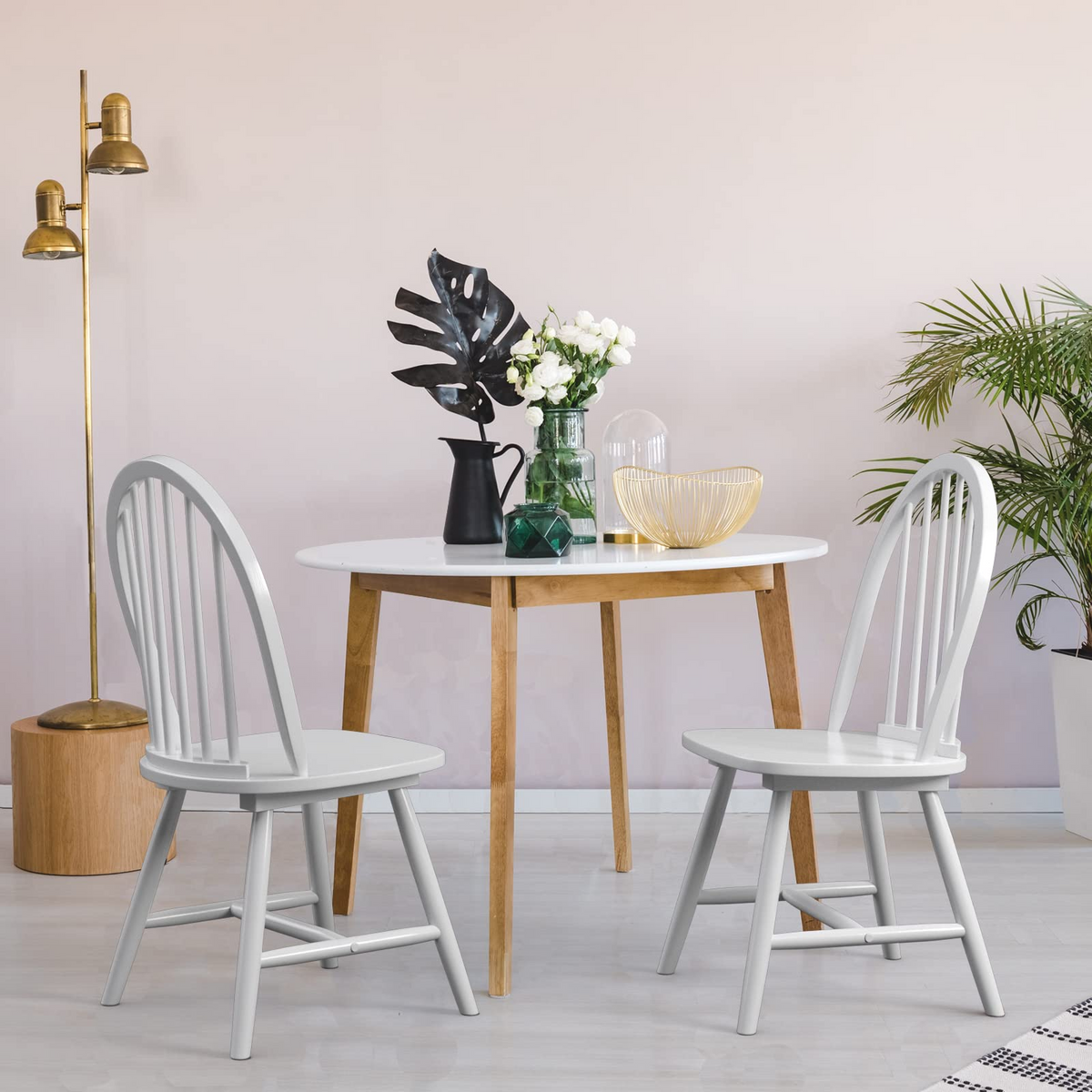 Goflame Wood Dining Chairs, French Country Armless Spindle Back Dining Chairs