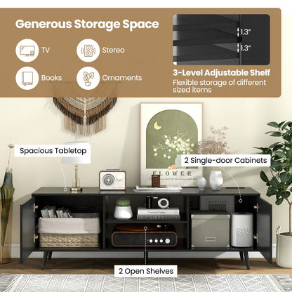 Goflame TV Stand with Power Outlet for TVs up to 60'', Entertainment Center with Cable Hole, Cabinets