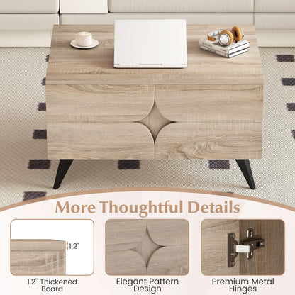 Goflame Farmhouse Accent Modern Coffee Table with Storage for Living Room Bedroom