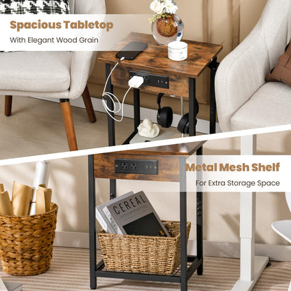 Goflame Nightstand Set of 2 with Charging Station