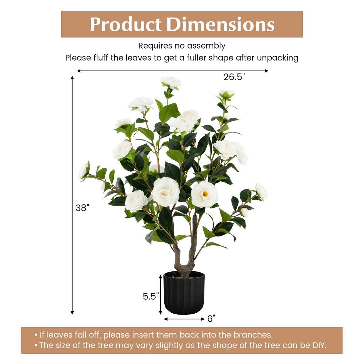 GOFLAME 38” Artificial Camellia Tree 2 Packs