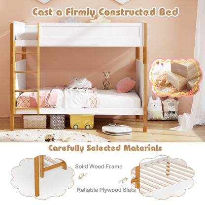 Goflame Wood Twin Over Twin Bunk Bed