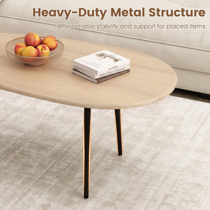 Goflame Oval Mid Century Modern Coffee Table Sturdy Metal Frame and Compact Design