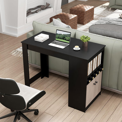 Goflame Counter Height Bar Table with Storage Cabinet