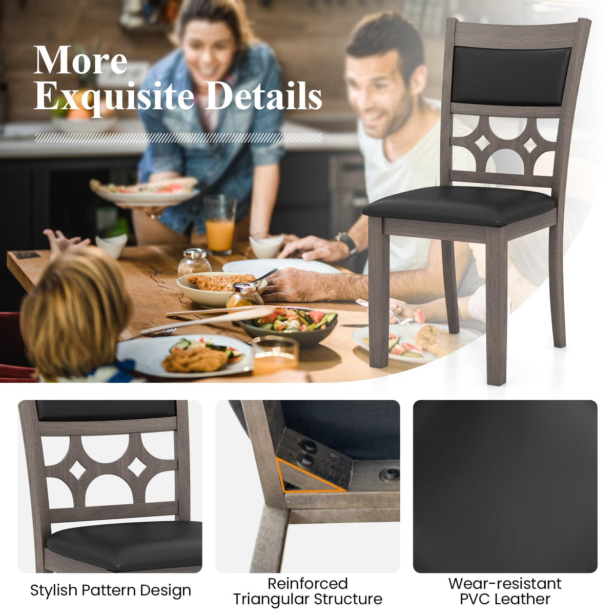 Goflame Wooden Dining Chairs, Farmhouse Armless Kitchen Chairs w/Padded Backrest & Seat