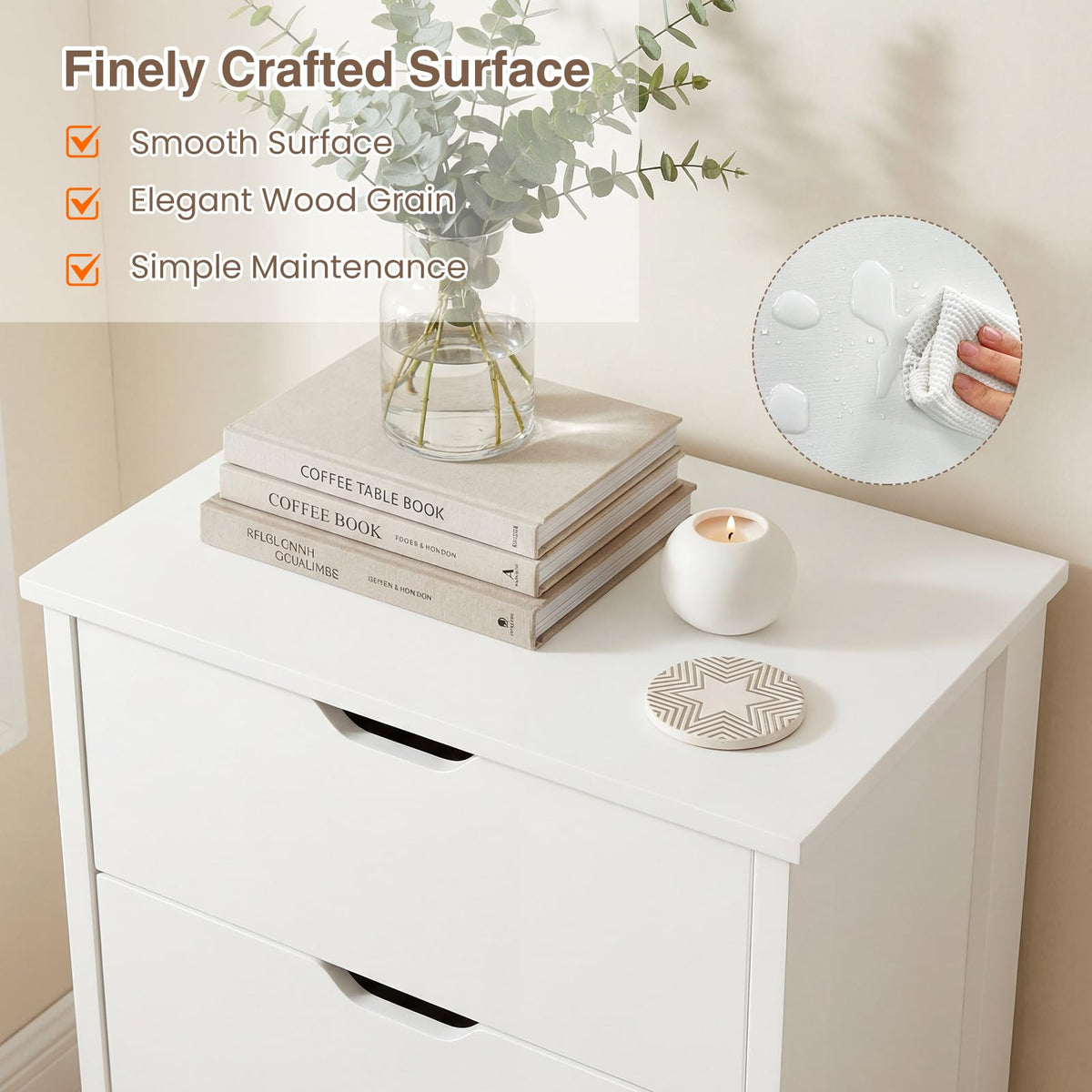Goflame 4 Drawer Storage Cabinet with Handles & Anti-Tipping Kits