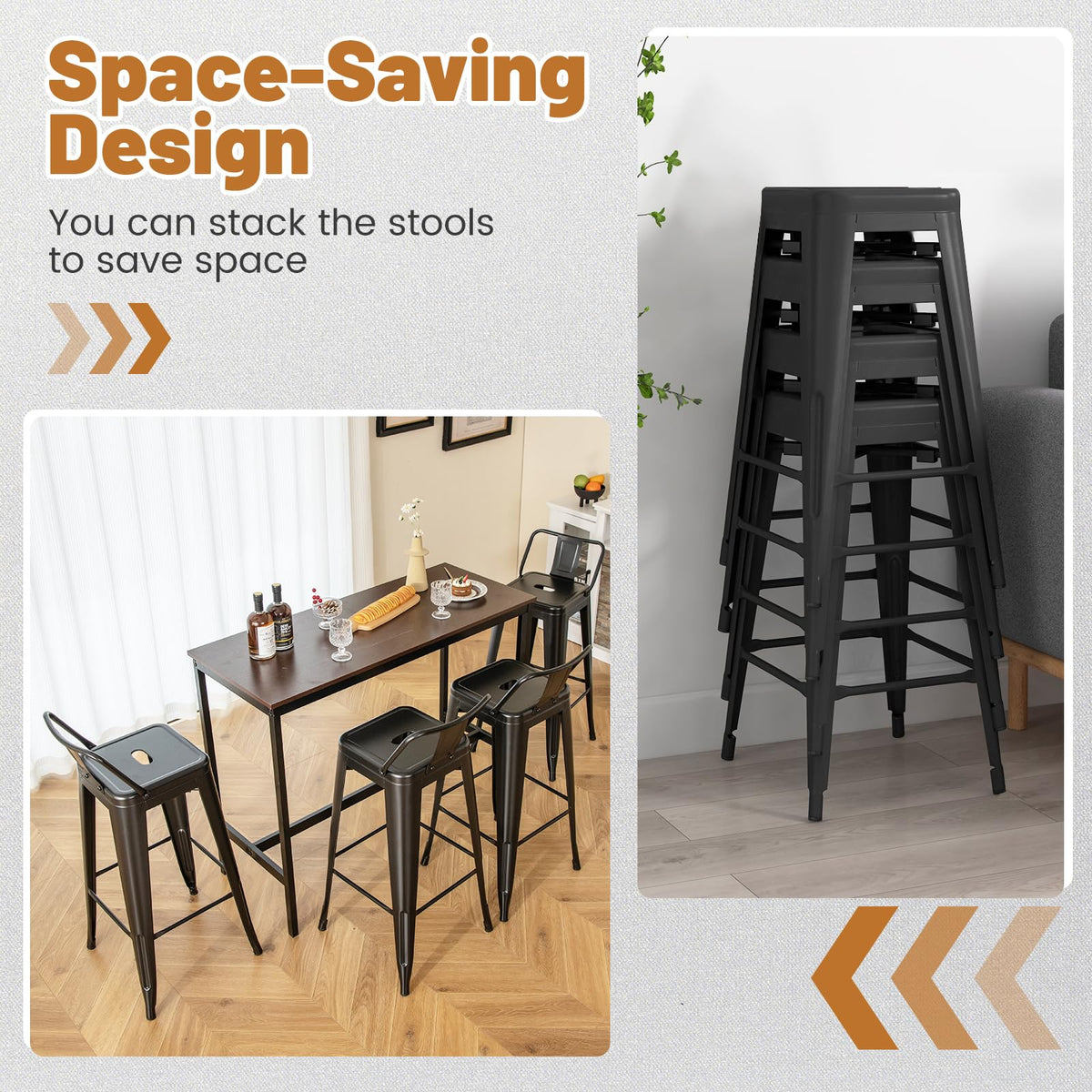 Goflame Metal Bar Stools Set of 4 for Kitchen Island