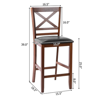 Goflame Modern 25” Counter Height Dining Pub Stools with X-Shaped Backrest, Soft Cushion & Durable PU Seat