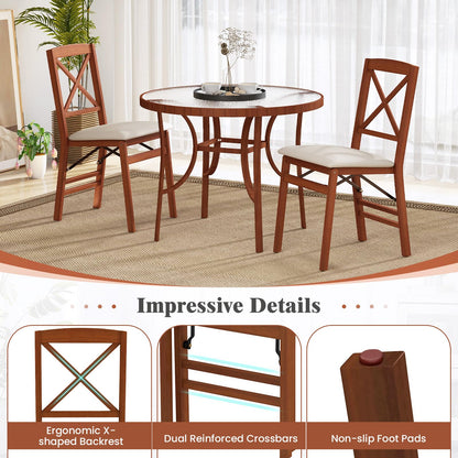 Goflame Folding Dining Chairs Set of 2/4, Modern Kitchen Chairs w/Padded Seat & Cross Backrest