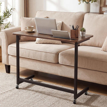 Goflame Mobile C-Shape Side Table - Rolling Bedside Table w/Tablet Slot