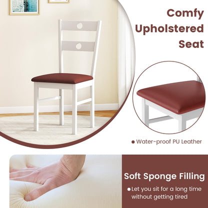 Goflame PU Leather Upholstered Kitchen Chairs w/Hollowed Backrest & Padded Seat