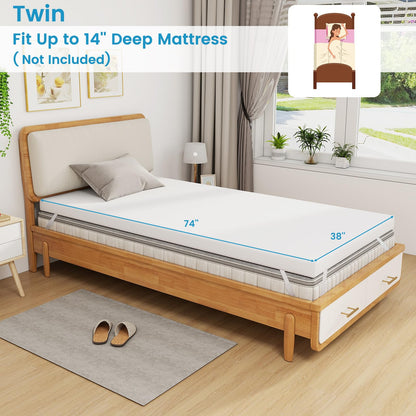 Goflame 3 Inch Twin Memory Foam Mattress Topper, Gel Infused Topper with Removable Cover